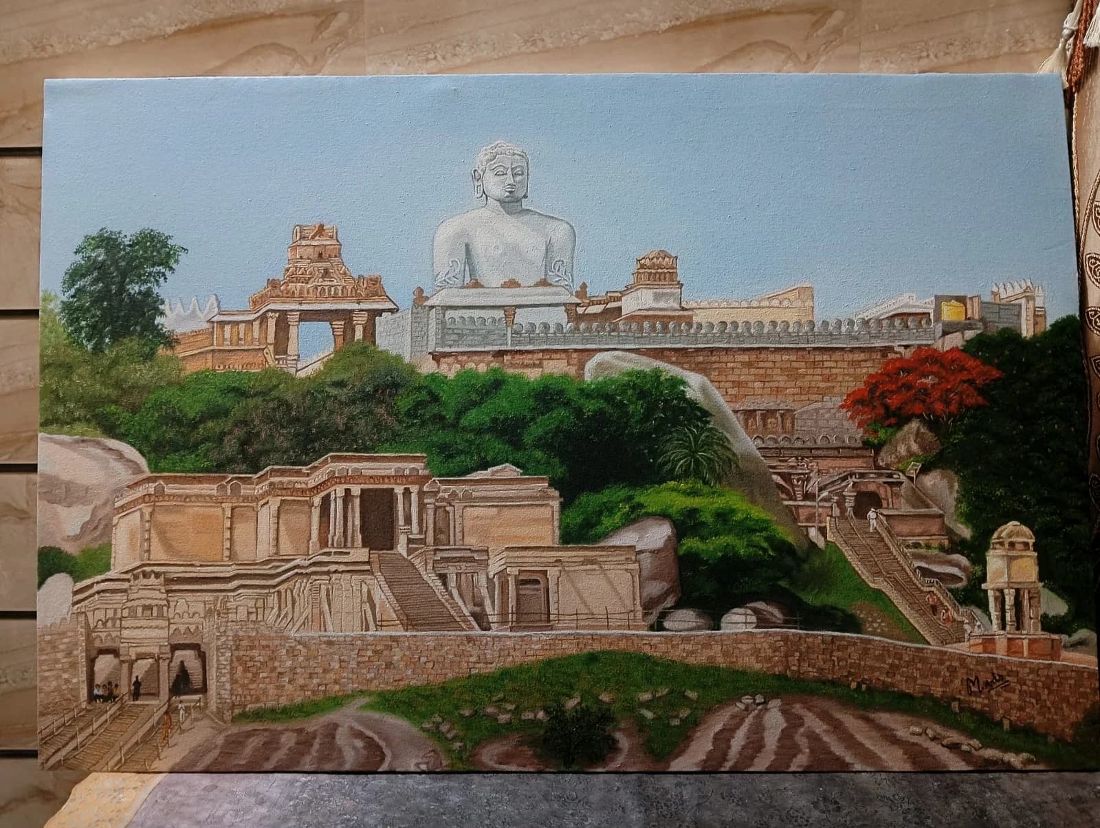 Shravanabelagola's ancient temple ruins and monolithic statue