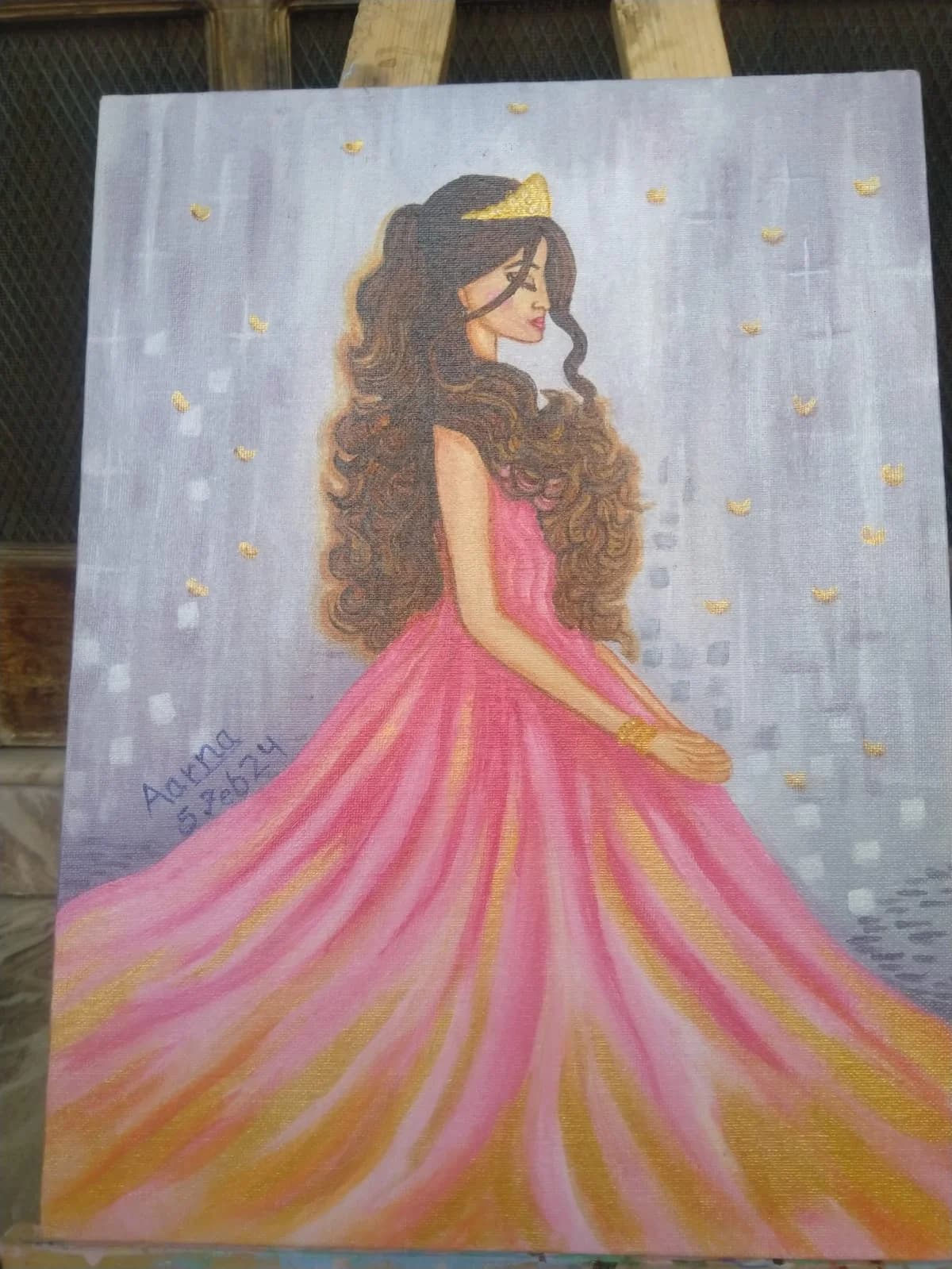 Princess portrait, acrylic painting