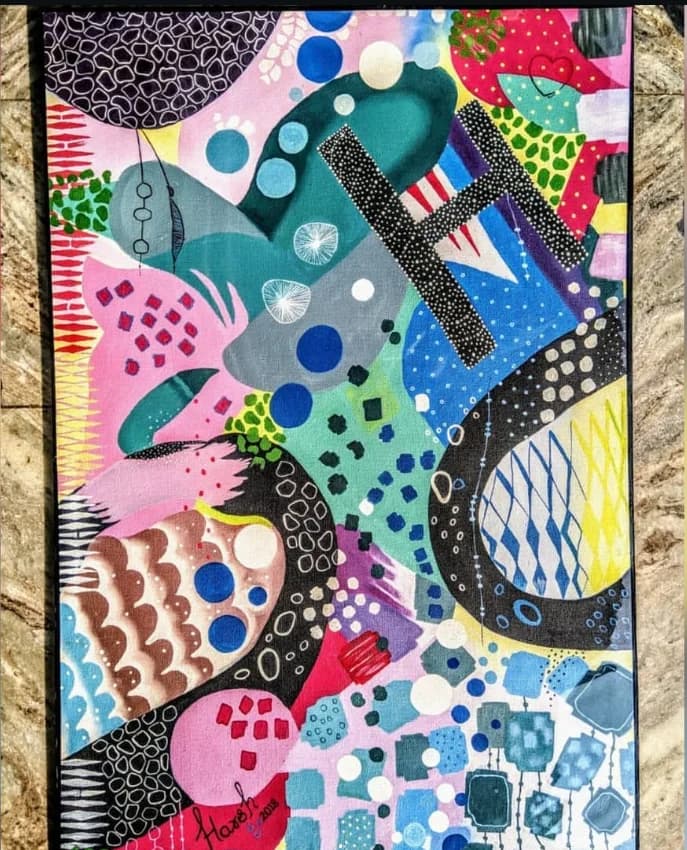 Abstract pattern composition, acrylic painting